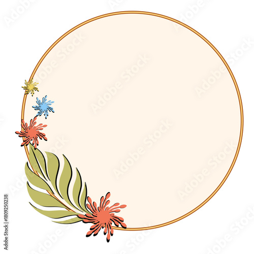 Round frame in retro style with background