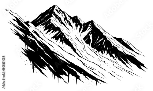 Abstract Grunge Mountain Peak Vector Illustration
