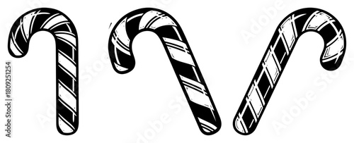 Candy Cane Christmas Sweets Illustration with Striped Holiday Treats