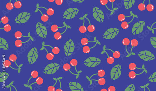 Cute cherry fruits pattern background vector design