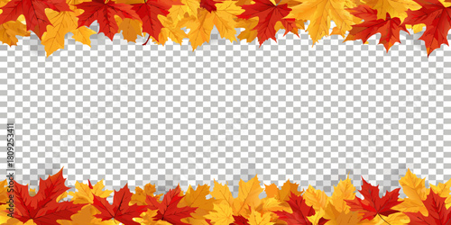 Autumn leaves frame with transparent background for seasonal designs