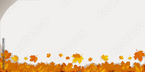 Autumn leaves border with copy space for seasonal greetings and messages
