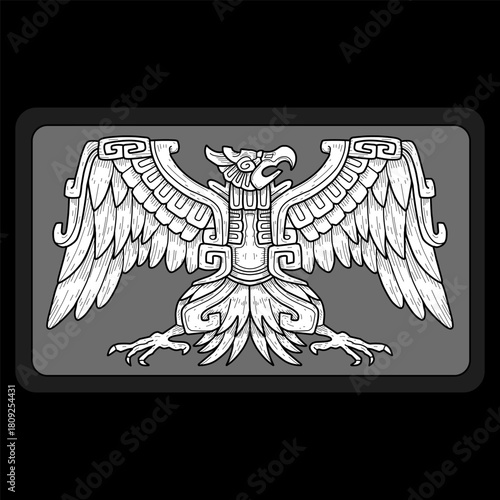 Aztec eagle statue hand-drawn illustration artwork