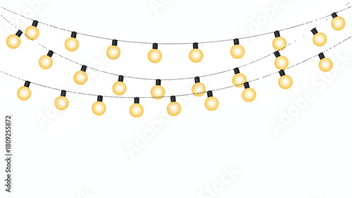 Golden pearl necklace on white background