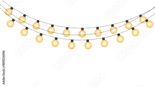 Golden pearl necklace on white background