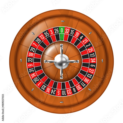 Roulette wheel 3d icon. Vector clipart isolated on white background.