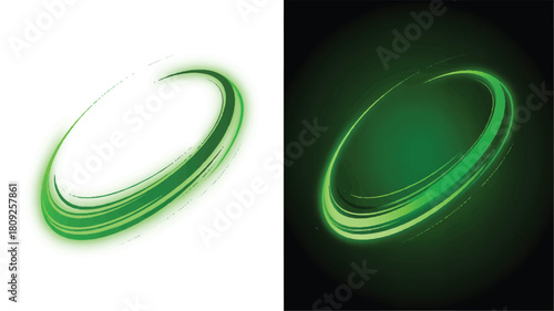 Green abstract background with light and circular shapes