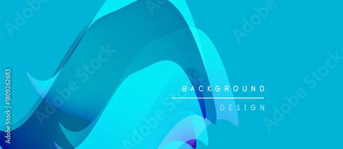 Abstract flowing shapes, vibrant blue hues create dynamic background. Modern design elements suggest movement, energy.