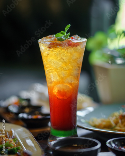 cocktail with ice and lime