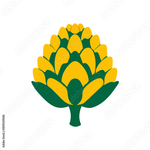 Watercolor hand-painted a artichoke with realistic texture on a white background, illustration, flat watercolor painting, simple and detailed design