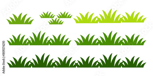 Green grass illustration in flat style. Flower and wild grass plant design