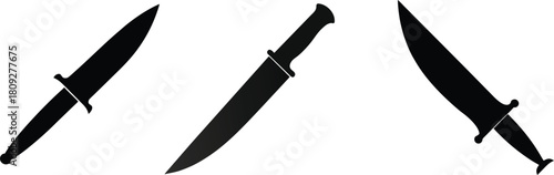 vector silhouette knife set icon