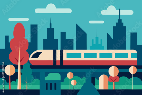 Urban cityscape vector illustration featuring business office buildings, factory industry, and skyscraper tower silhouettes