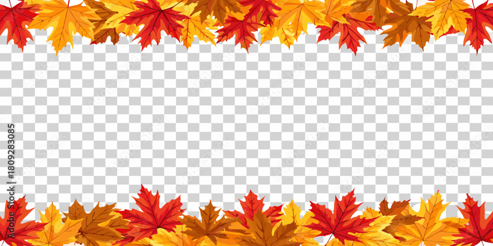 Obraz premium Autumn maple leaf border frame on transparent background for seasonal designs