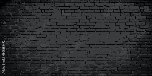 Dark gray brick wall texture background with vignette effect