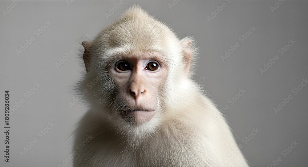 Fototapeta premium Albino monkey portrait with a serious expression.