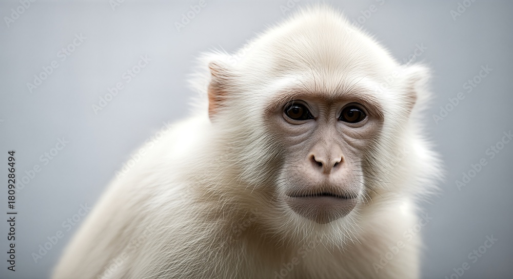 Obraz premium Albino Monkey Portrait - Rare and Striking Beauty.