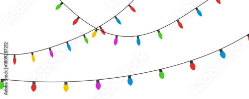 Christmas lights flat style. Vector
