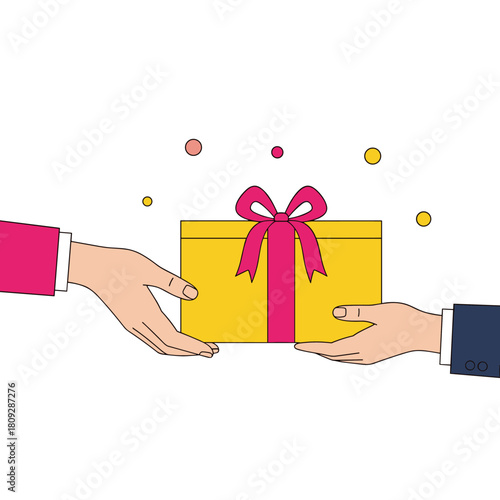 Giving a gift box to another person.