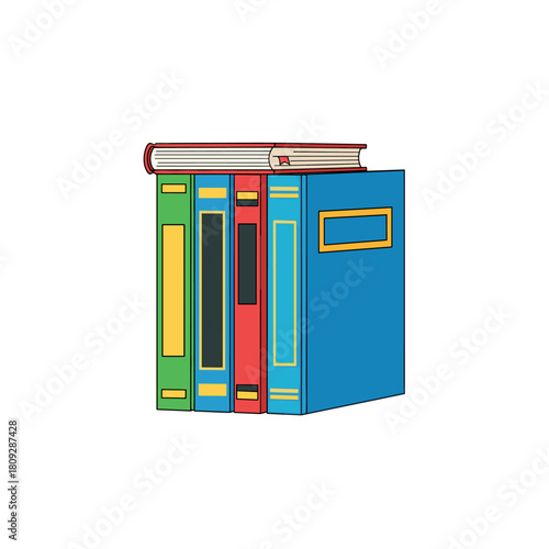 Stack of Colorful Books on a White Background.