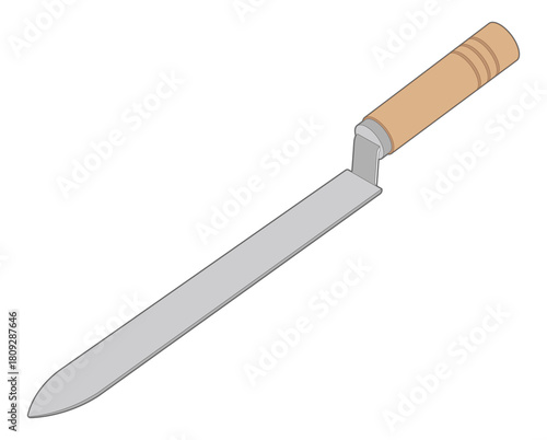 Honeycomb Uncapping Knife. Vector illustration of an isolated beekeeper's tool on a white background, showcasing a specialized knife used for beekeeping tasks.