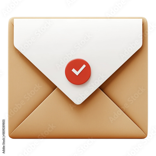 Envelope with a check mark on a transparent background on transparent background
