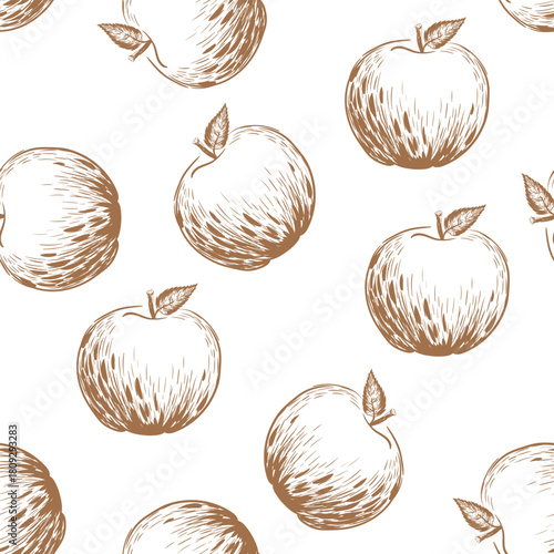Seamless apple vector pattern. Wallpaper. Wrapping paper. Vegan food. Cooking illustration