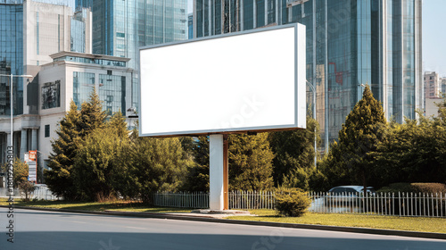 Wallpaper Mural A blank billboard stands prominently on a city street surrounded by trees and buildings Torontodigital.ca