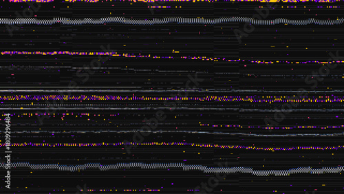 Colorful VHS Glitch Screen Effect. Abstract Technology Vector Background in Retro Style