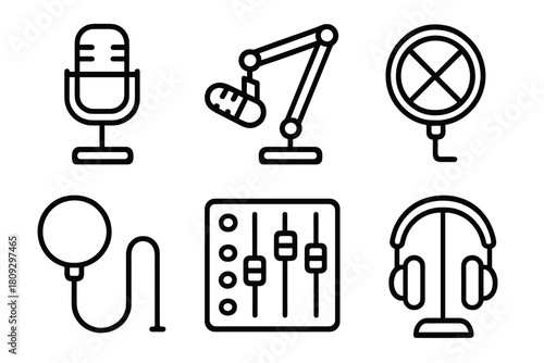 Essential podcasting and audio recording equipment featuring microphones and mixer