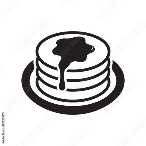 Stacked pancakes with dripping syrup in a silhouette composition