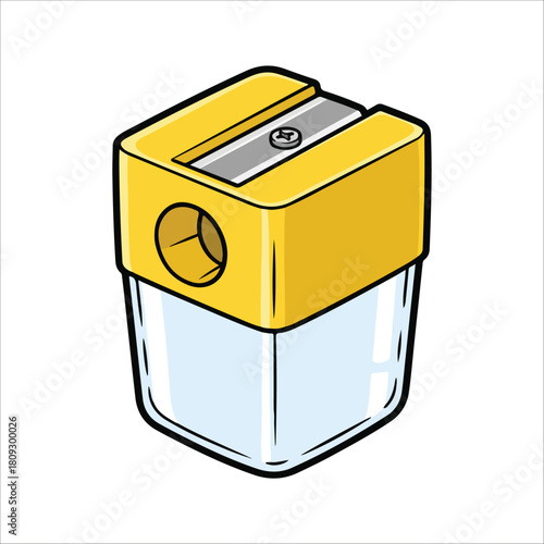 Yellow Pencil Sharpener with Shavings Container