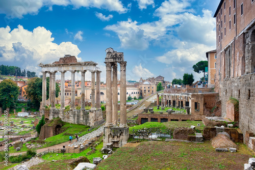 Photography Temple of Saturn and Forum Romanum in Rome, Italy