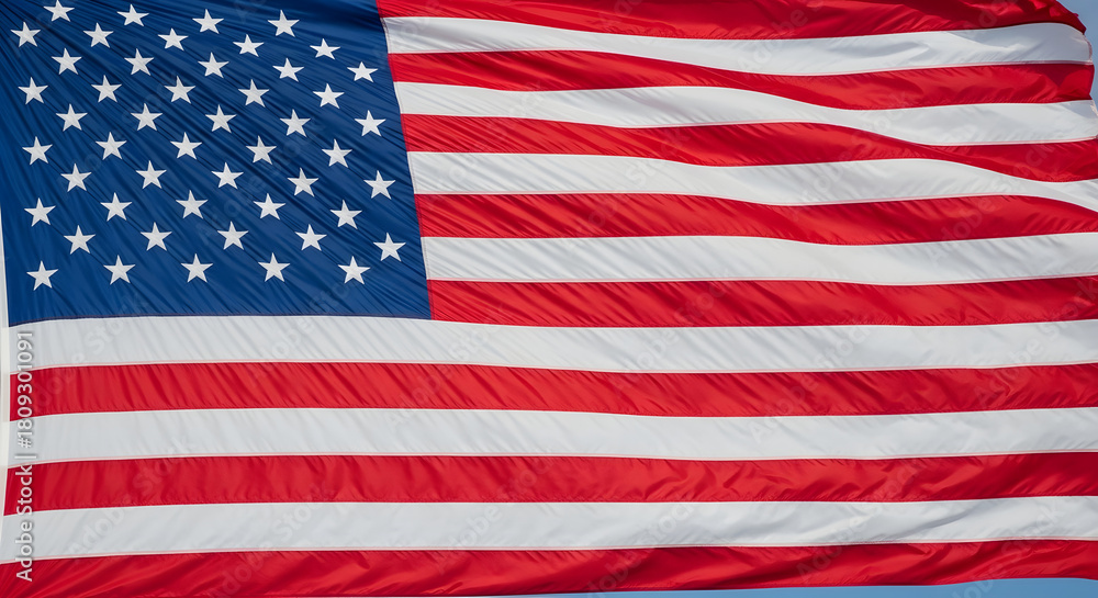 Obraz premium Waving American Flag Symbolizing Patriotism, Freedom, and National Pride for July 4th, Memorial Day Events, and Political Campaigns, A Symbol of Unity