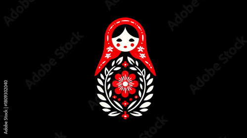 Vector logo of a matryoshka doll, on a black background