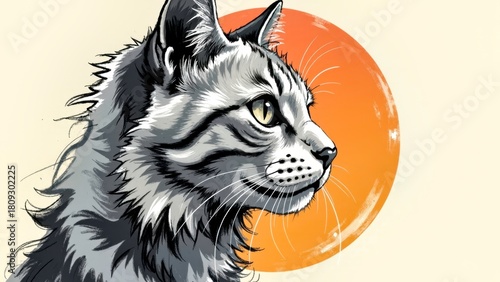 Presentation of Animal and Cat Scenes in Ink Art