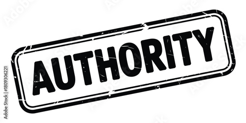 Distressed stamp imprint of the word authority
