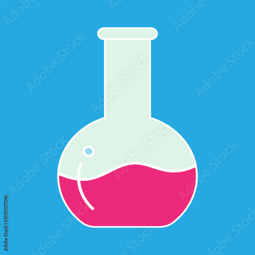 Laboratory Flask with Pink Liquid - Scientific Experiment Icon