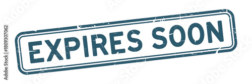 Stamp with the words expires soon in blue ink