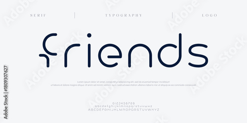 Friends, minimal alphabet letters font logo creative fashion designs. Typography modern sans fonts and number for logo brand. vector illustration	
