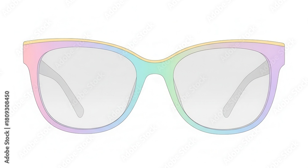 Fototapeta premium Fashionable eyeglasses feature a striking pastel gradient color treatment on the frame