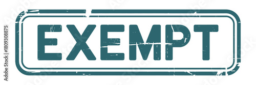 Distressed teal stamp reads the word exempt
