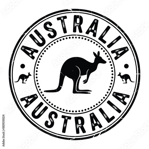 Vintage australia kangaroo stamp emblem