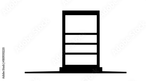 Fototapeta Naklejka Na Ścianę i Meble -  Logo-style black solid illustration of a rectangular office tower with clean and minimalist lines, devoid of any shadow or texture, presented in a flat 2D style, featuring a simple and geometric shape