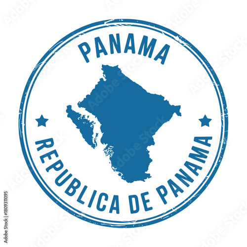 Panama republic stamp emblem with country map silhouette