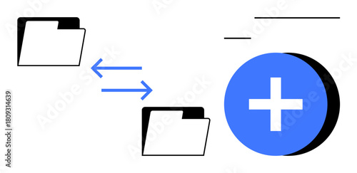File transfer concept. File transfer with folders and arrows for smooth sharing and cloud management. File transfer enables easy data exchange and collaboration. For cloud storage, file management
