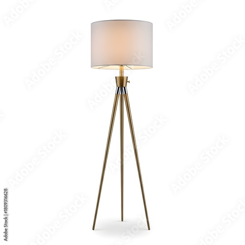 Modern Floor Lamp with Tripod Stand Isolated