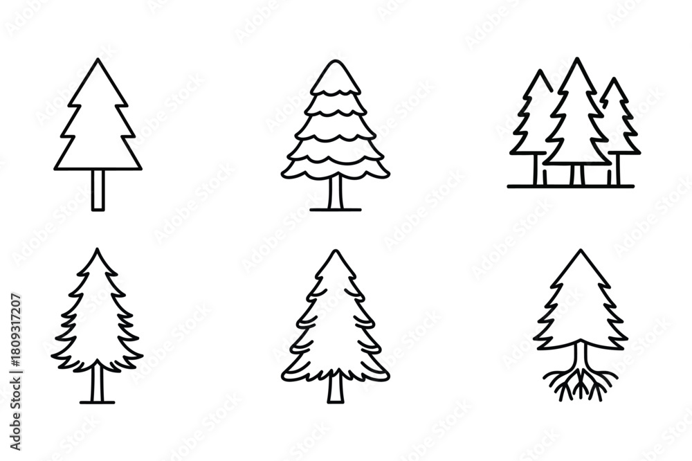Fototapeta premium Pine line art icon vector illustration