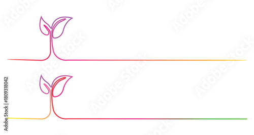 Continuous line drawing of plants with colorful gradient symbolizing growth and natural harmony