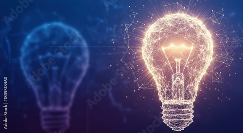 shining electronic diagram illustrating light bulb over subdued scenery signifying technological progress